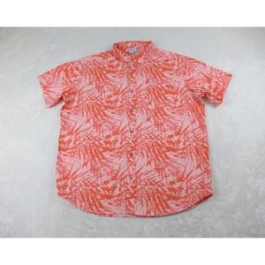 Columbia Shirt Mens Extra Large Orange Button Up AOP Outdoor Camp‎ Casual
